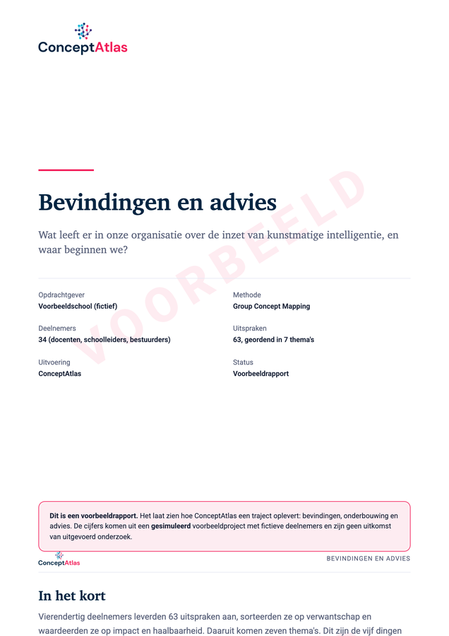 Voorpagina van het voorbeeldrapport